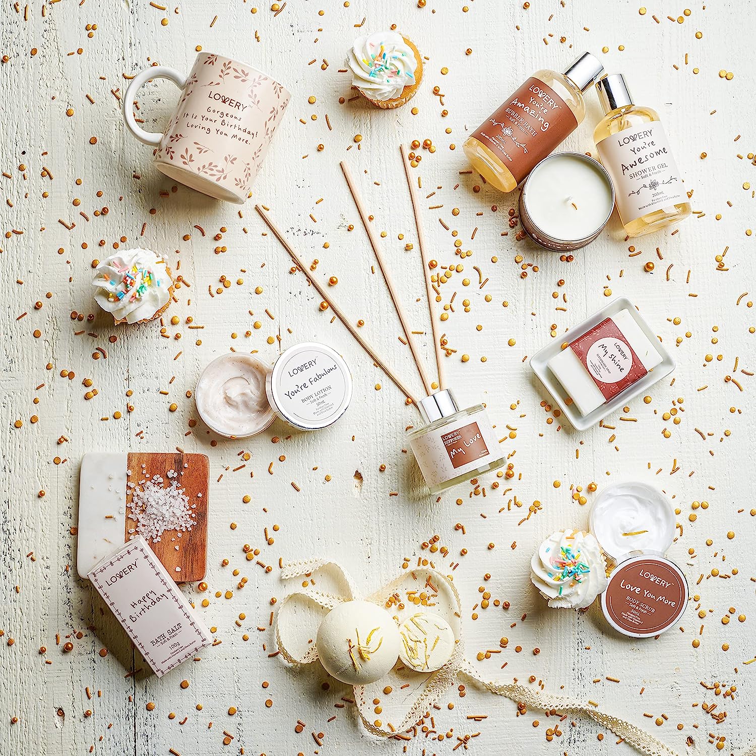 Lovery Birthday Gift Basket, Bath And Spa Gift Set For Women, Luxury Birthday Spa Gift Bo