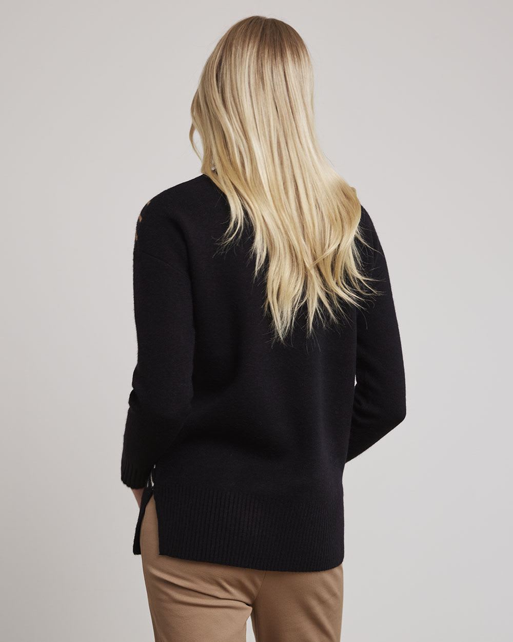 Relaxed-Fit Long-Sleeve Mock-Neck Sweater