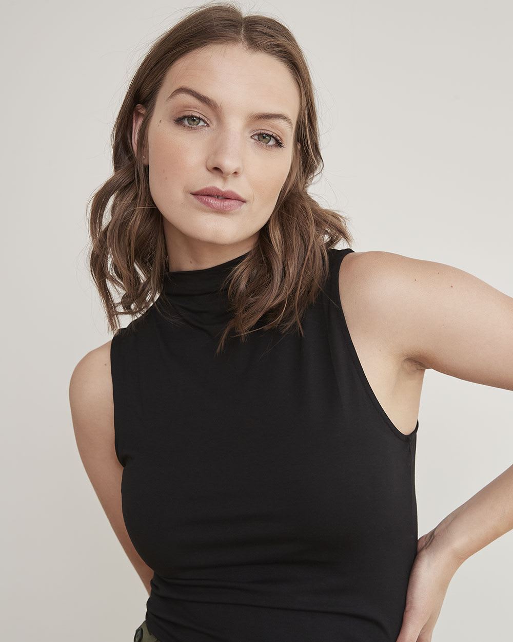 Sleeveless Mock-Neck Bodycon Top
