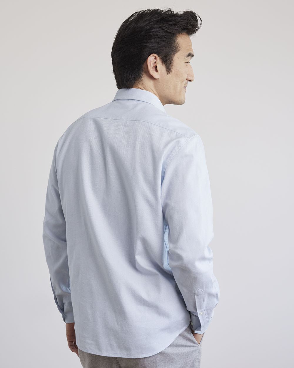 Solid Long-Sleeve Cotton Oxford Shirt
