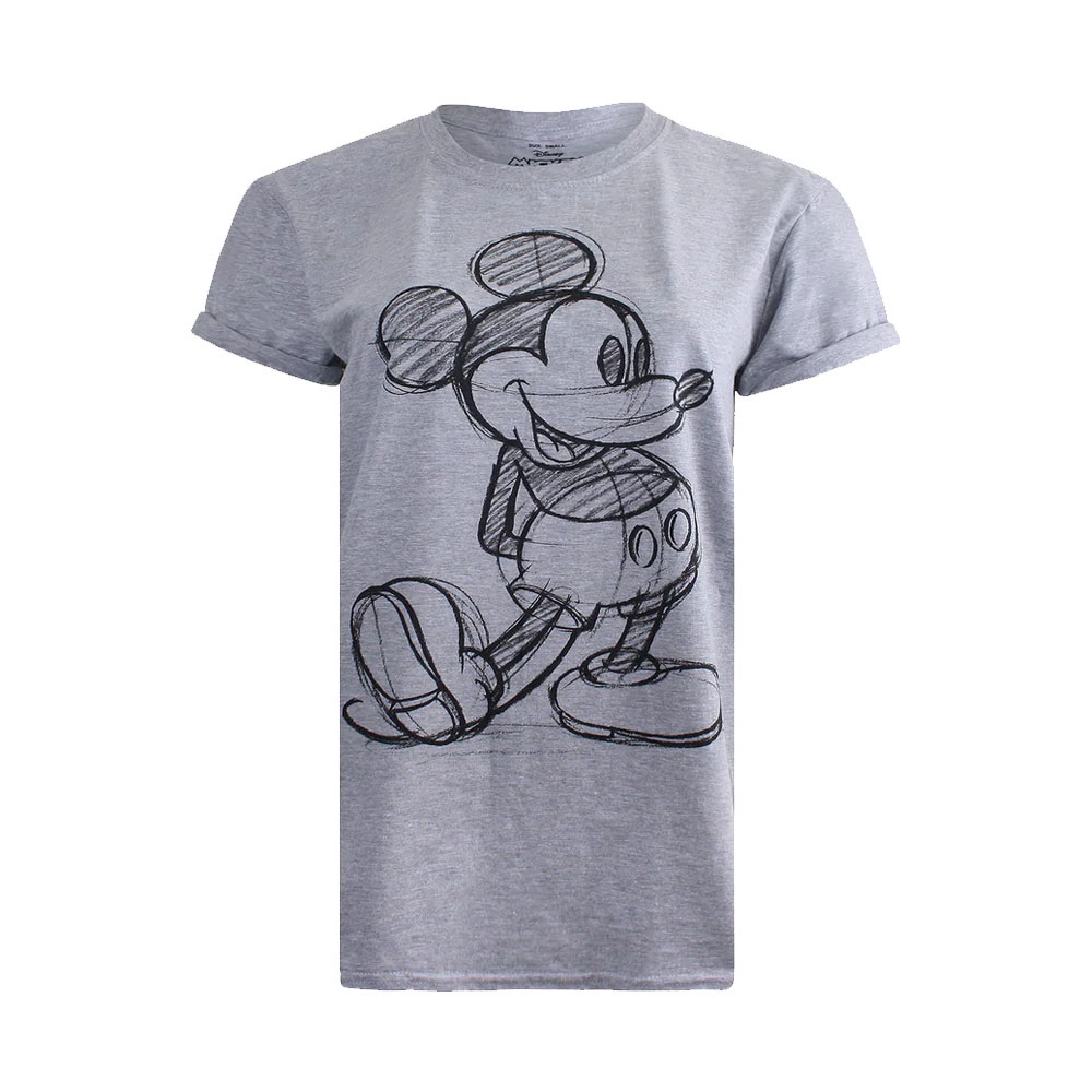 Disney - Womens/Ladies Mickey Mouse Sketch Marl T-Shirt