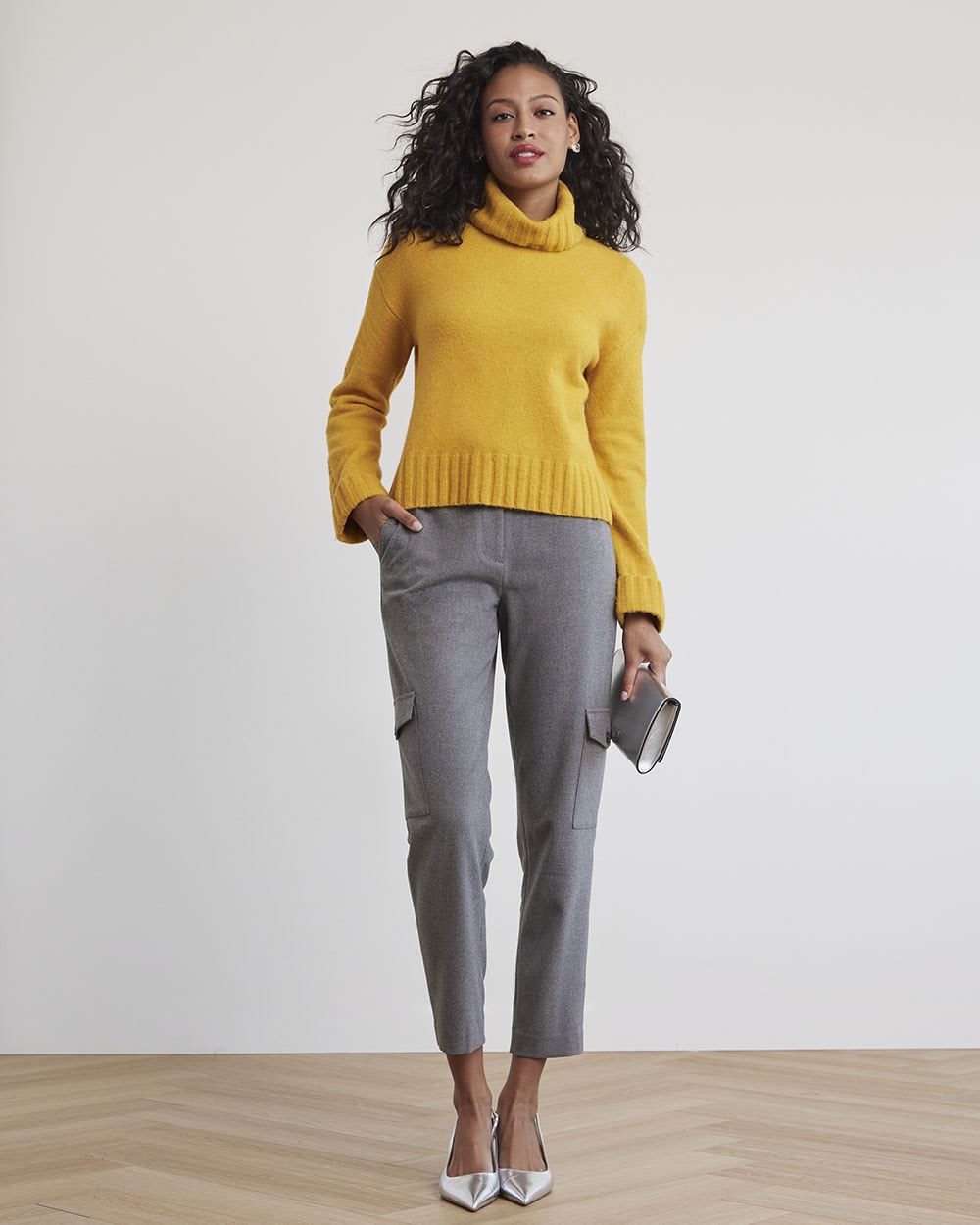Cropped Boxy Turtleneck Sweater