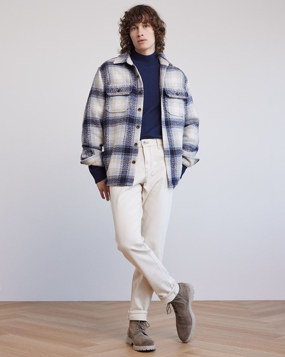 Plaid Blue and Cream Overshirt