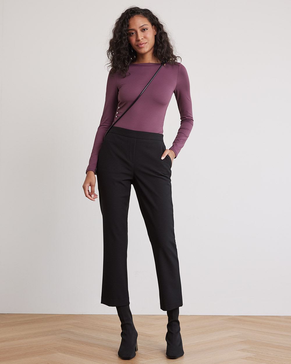 Long-Sleeve Boat-Neck Top