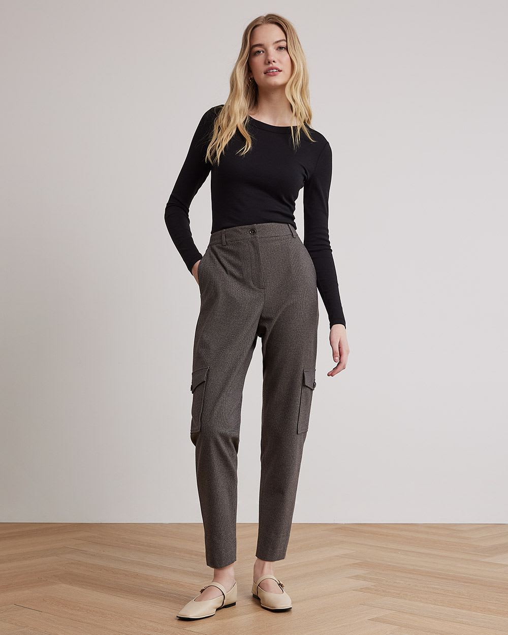 Fitted Ribbed Long-Sleeve Crew-Neck Tee