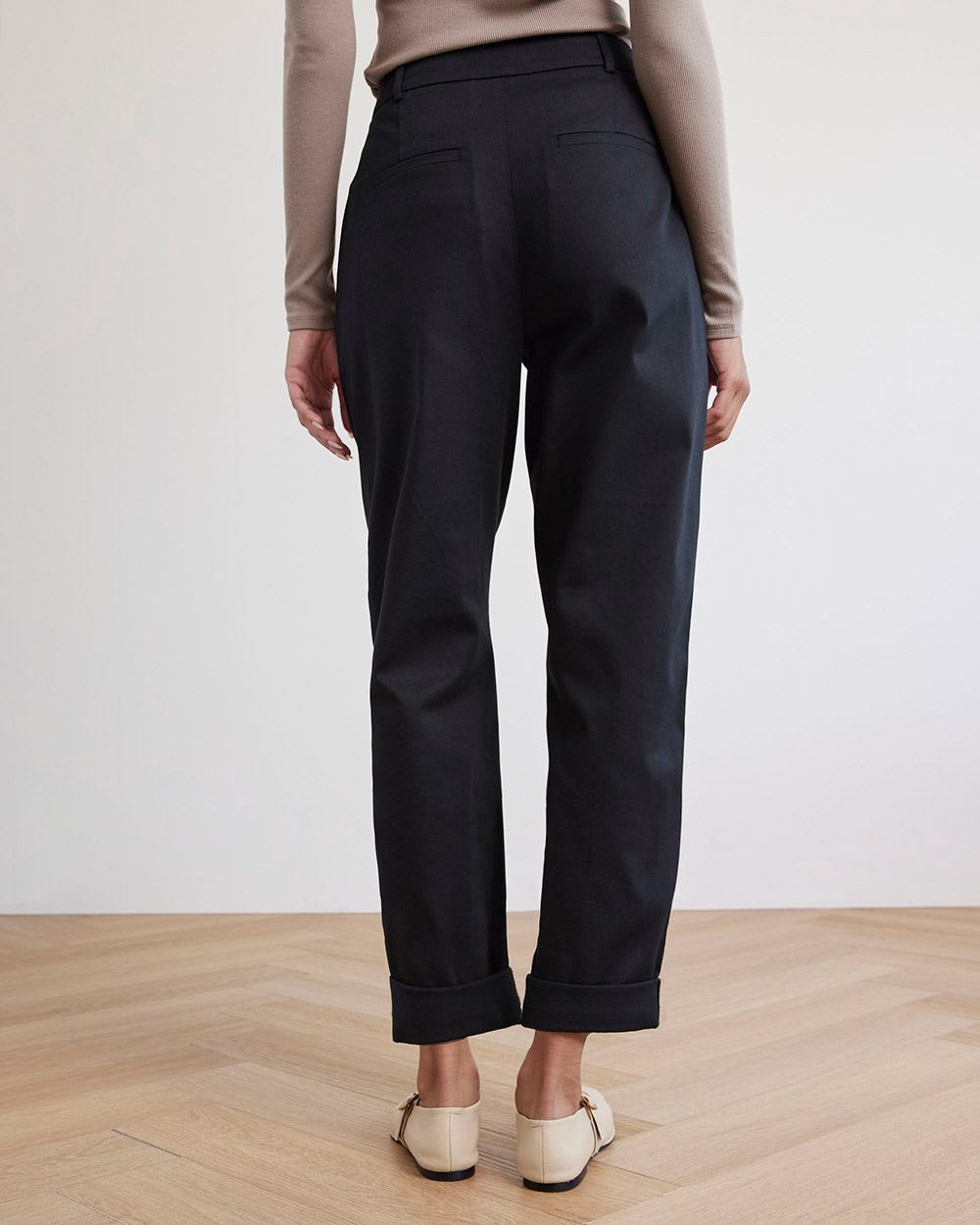 Tapered-Leg High-Rise Chino Pant with Cuffs
