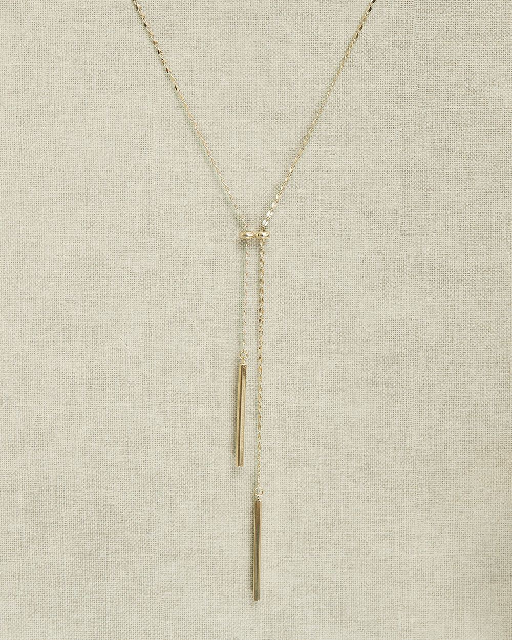 Split Neck Long Necklace with Stick Pendant