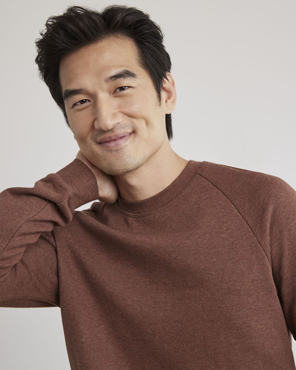 Solid Fleece Crew-Neck Pullover