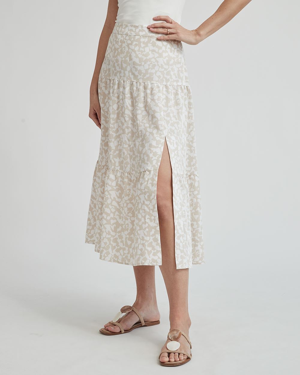 High-Waist Flare Fluid Maxi Skirt