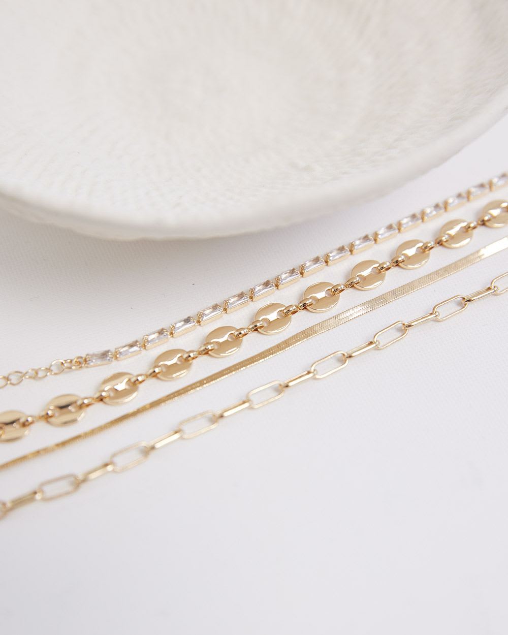 Golden Chain Bracelets, Set of 4