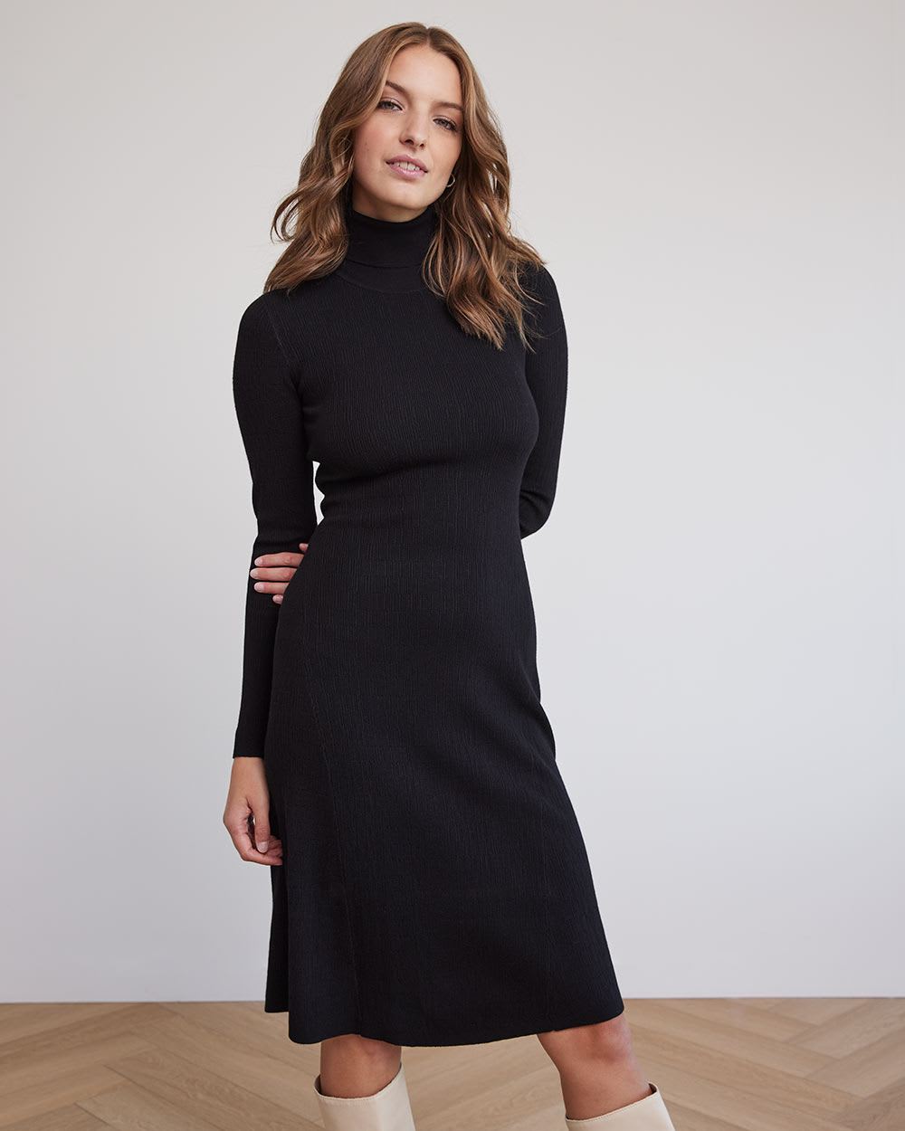 Long-Sleeve Turtleneck Dress