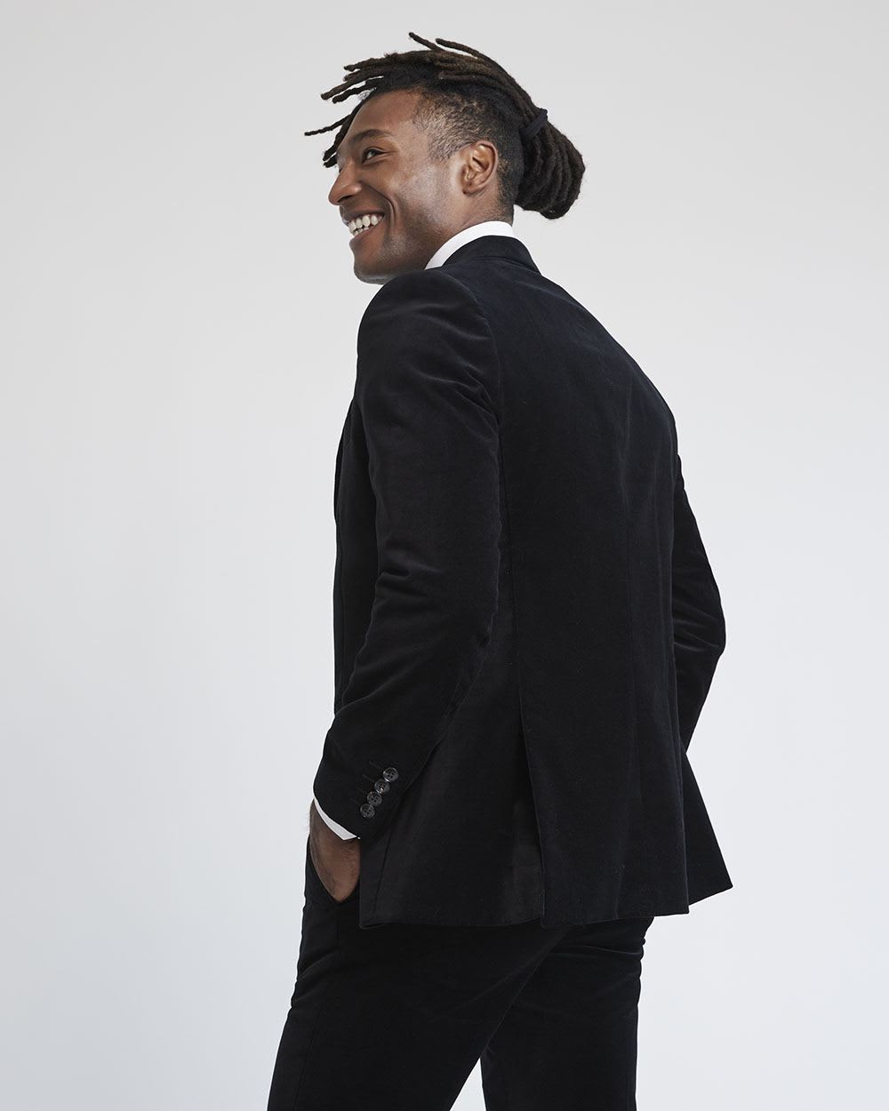 Tailored-Fit Velvet Suit Blazer