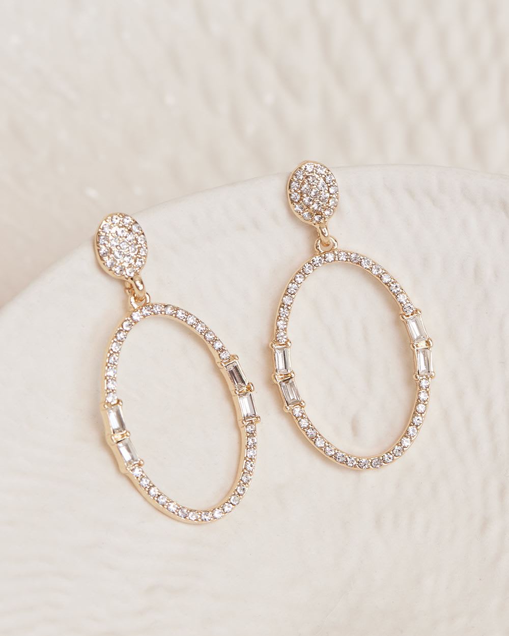 Statement Golden Oval Pendant Earrings