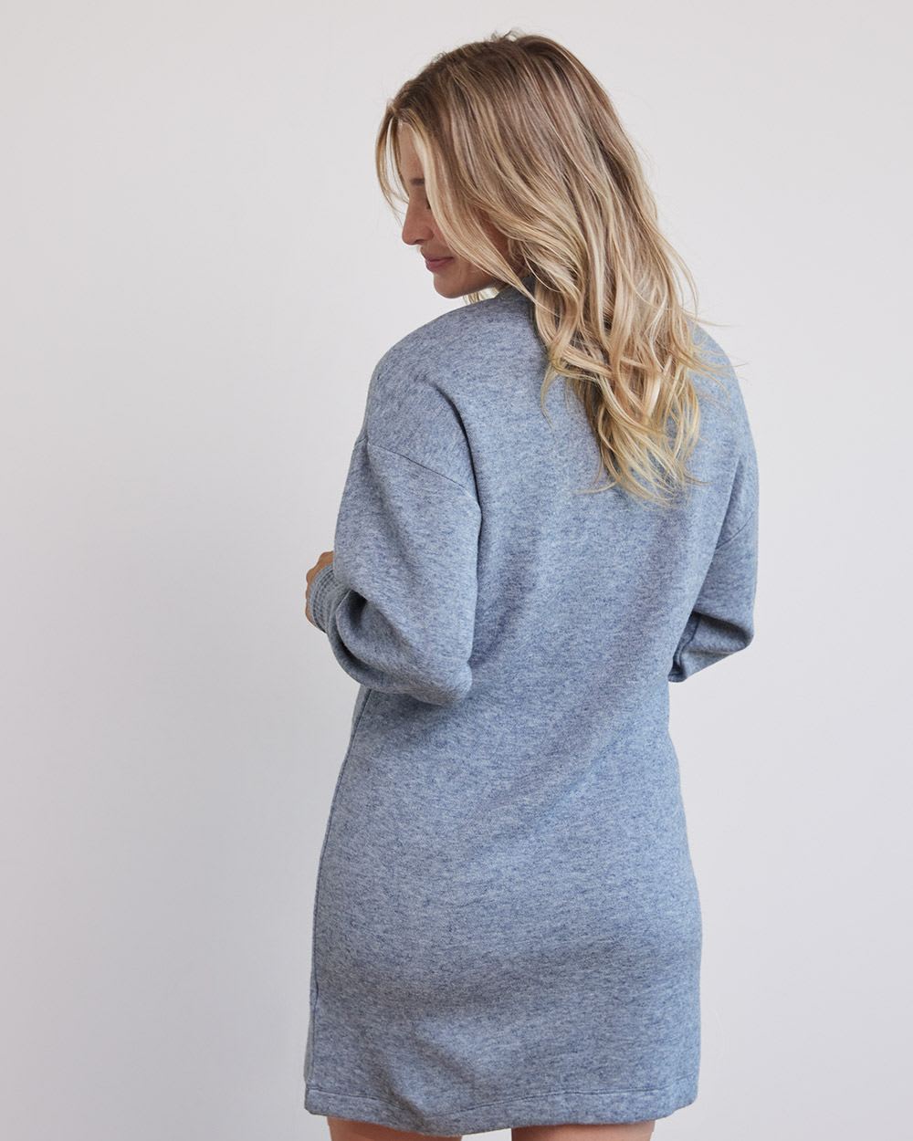 Long-Sleeve Heavy Knit Dress with Crew Neckline - Thyme Maternity