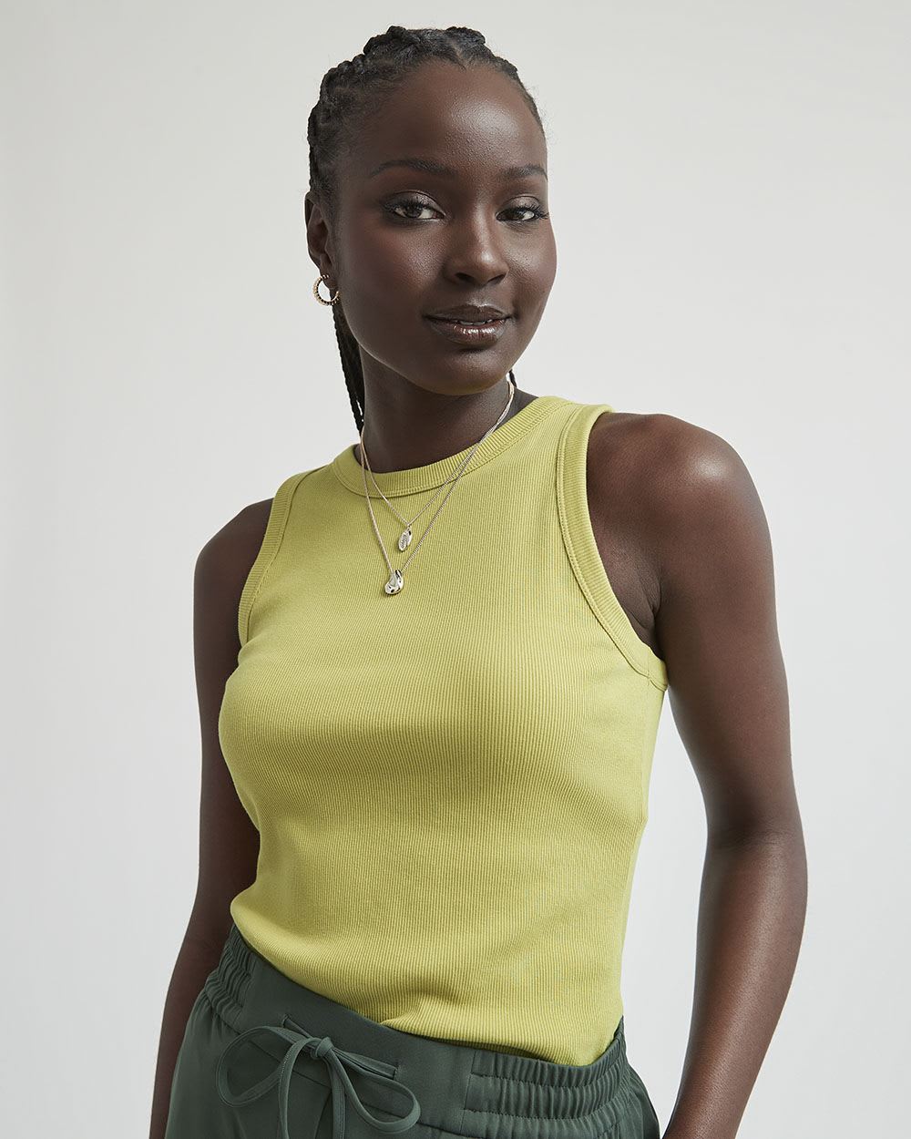 Ribbed Racerback Crew-Neck Cami