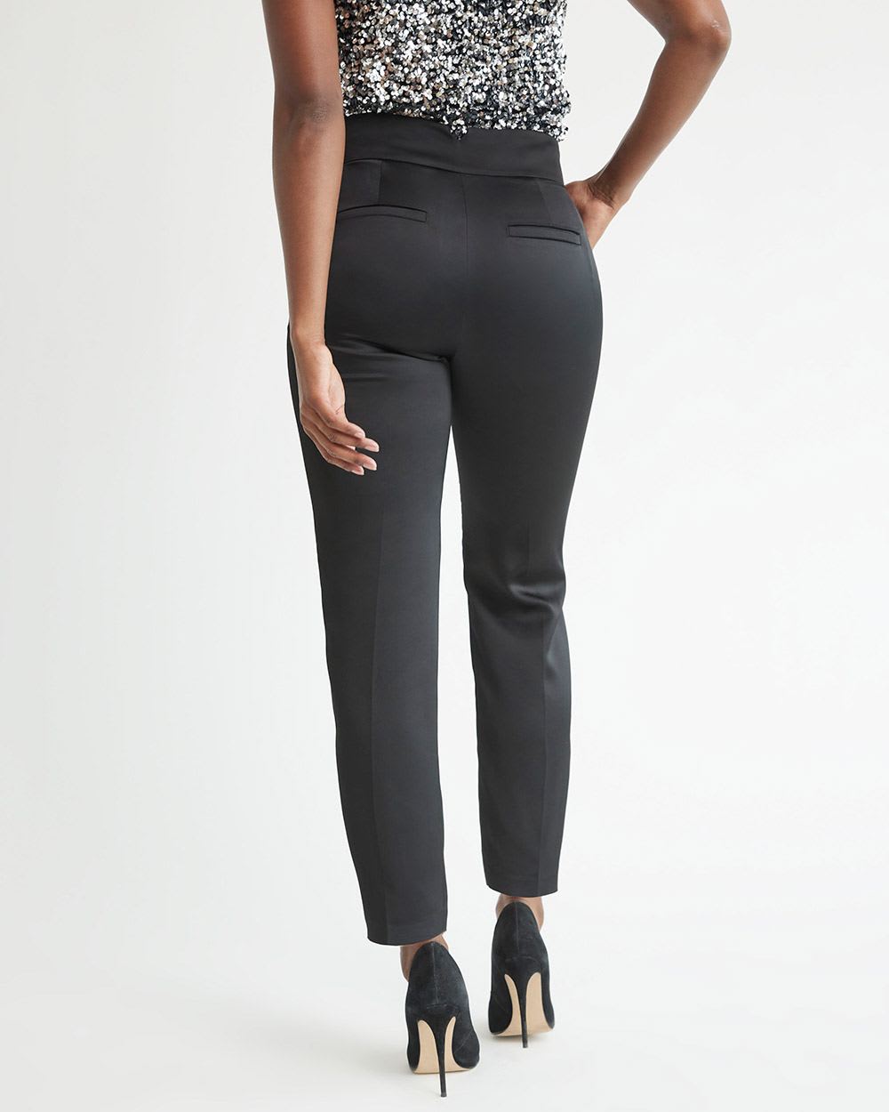 Tapered-Leg High-Rise Satin Pant