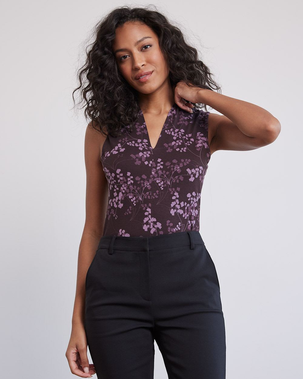 Fitted Sleeveless V-Neck T-Shirt