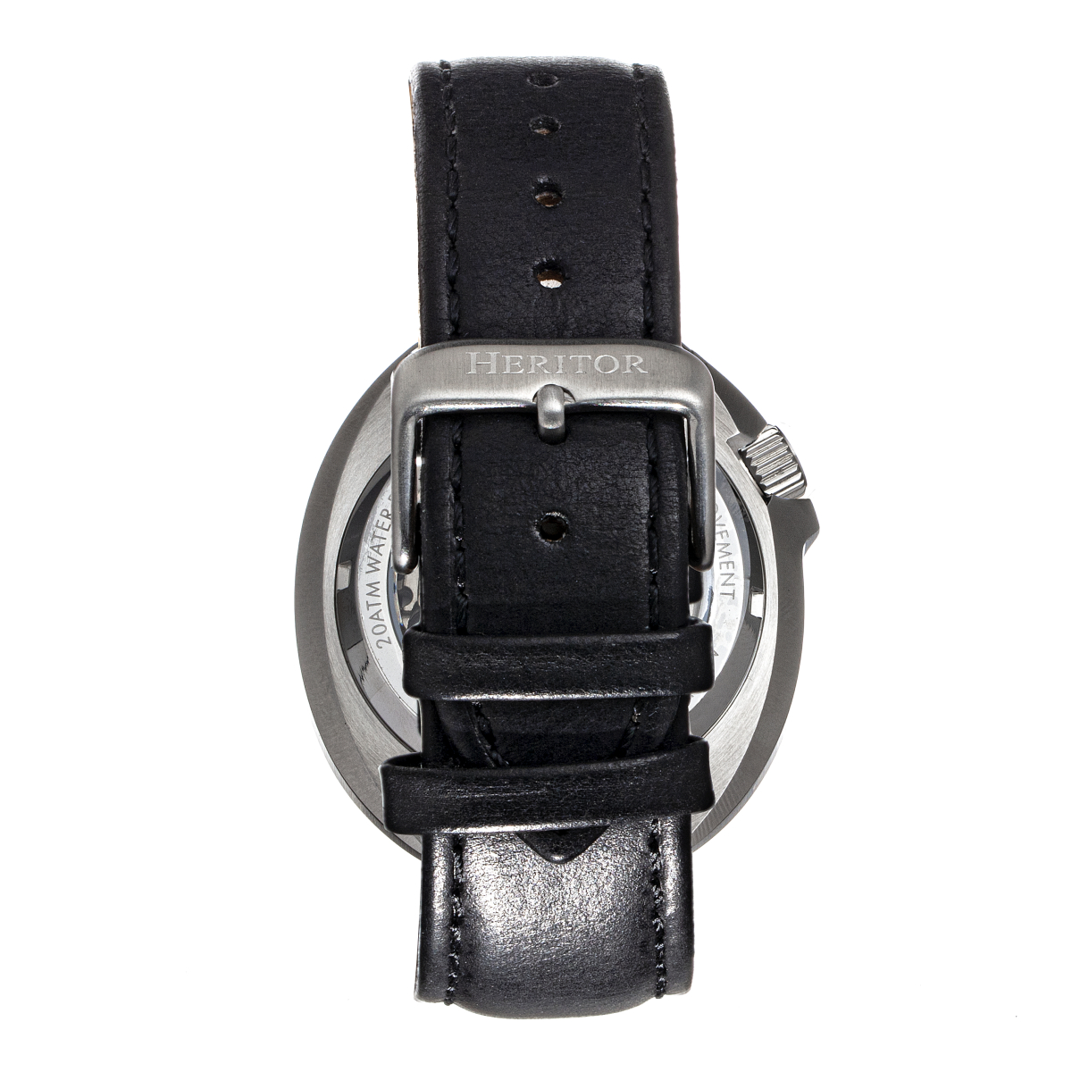 Heritor Automatic - Pierce Genuine Leather-Band Watch w/Date - Black