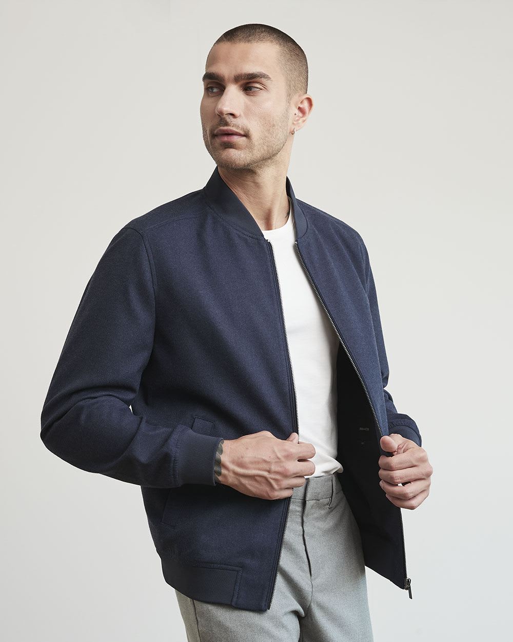 Navy Twill Bomber Jacket