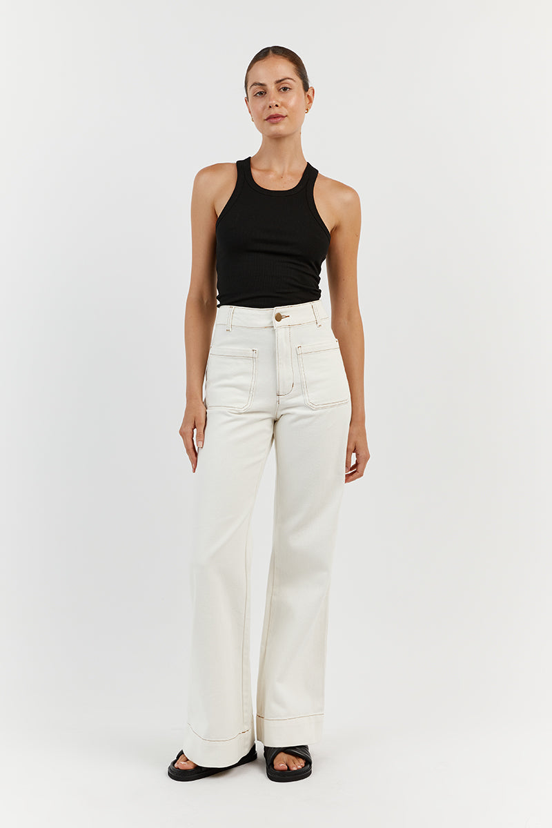 PERI OFF WHITE WIDE LEG DENIM JEAN