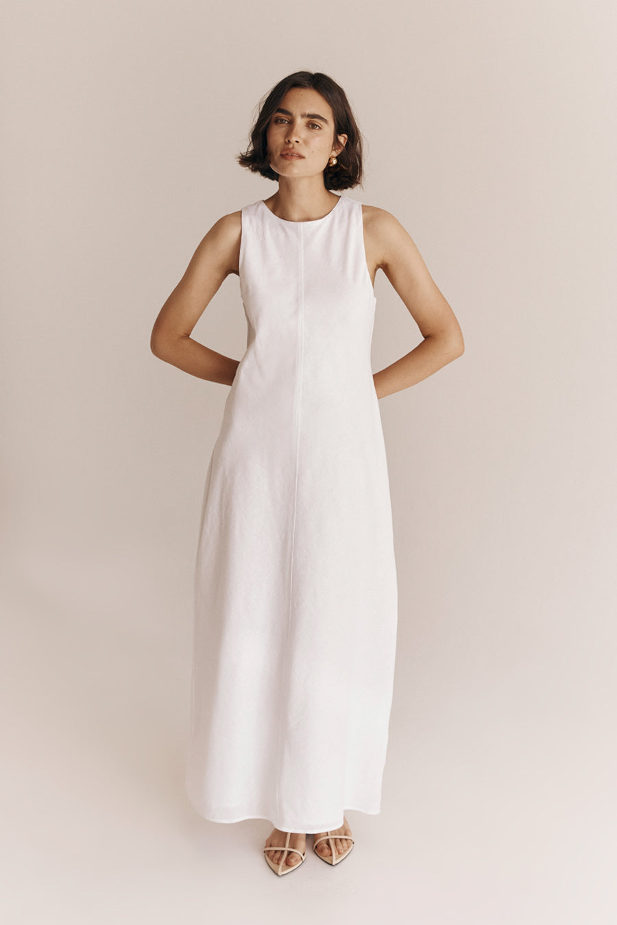 HARRIS WHITE LINEN MIDI DRESS
