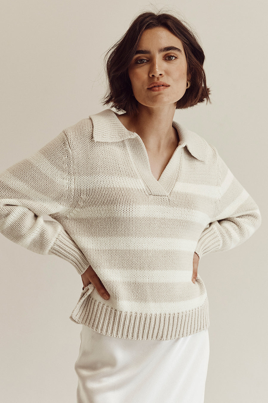 COLBIE CREAM STRIPE KNIT JUMPER