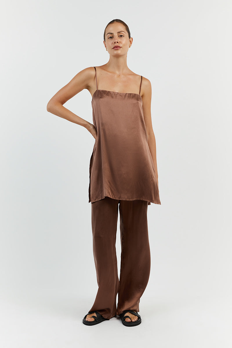 EVANS CHOCOLATE SILK PANT