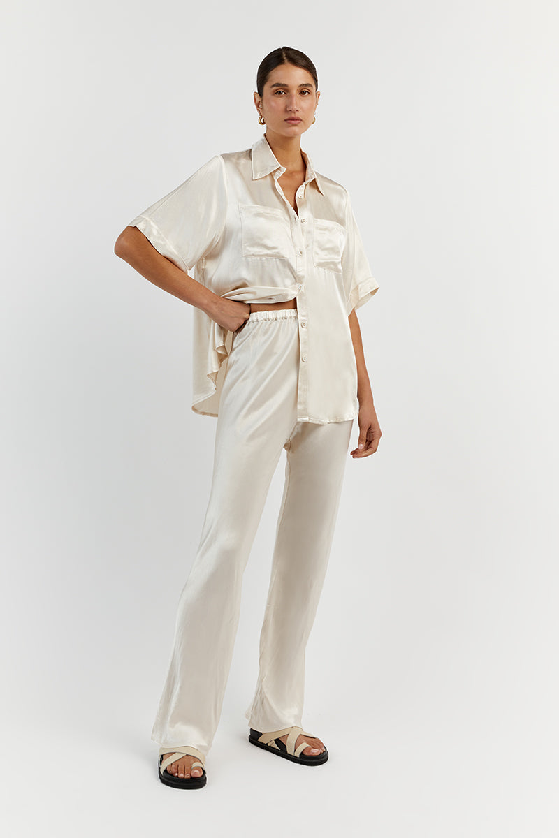 SIMONE PEARL SATIN VACATION SHIRT