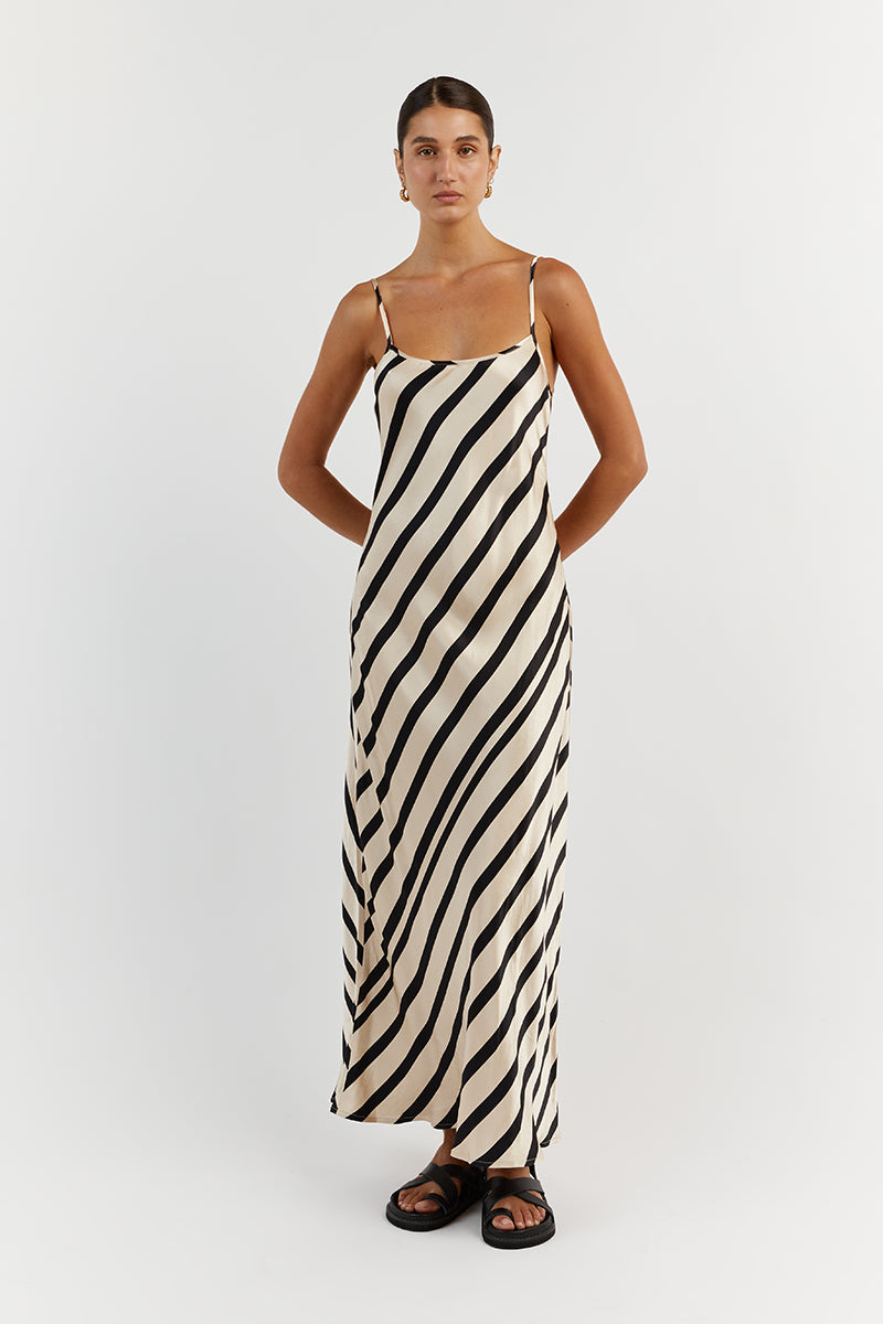 PIPPA STONE SATIN SLIP MIDI DRESS