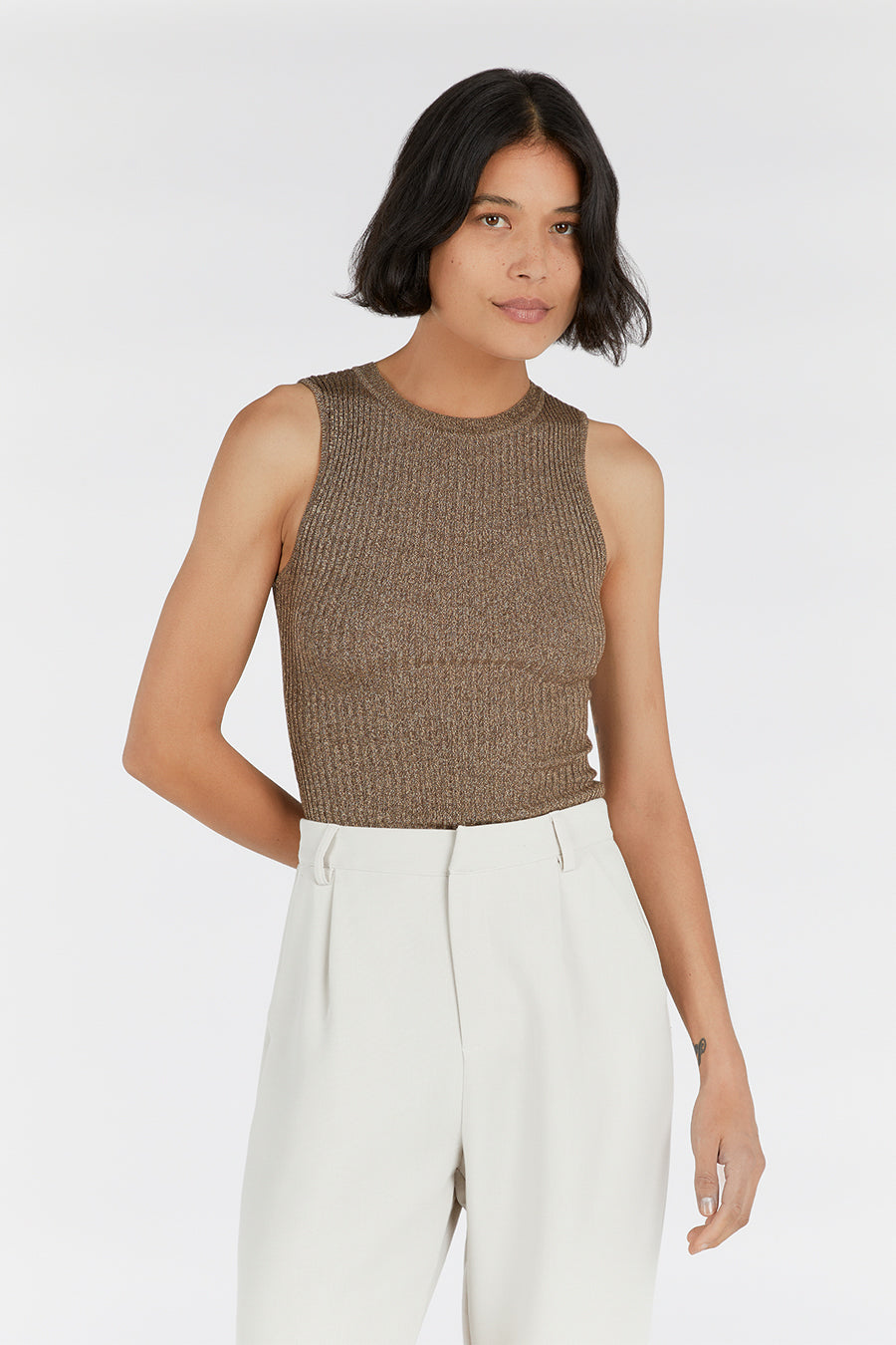 ZANTHE CHOC MARLE KNIT TOP