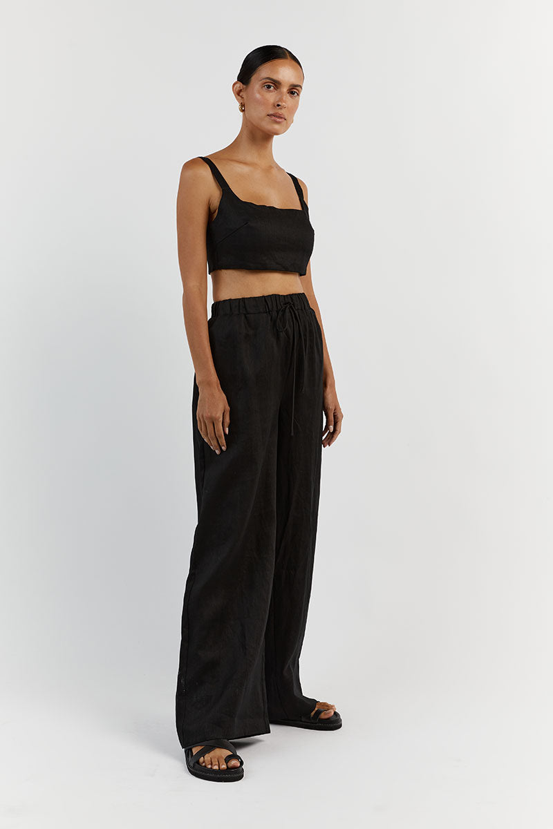 PENNY BLACK LINEN CROP TOP