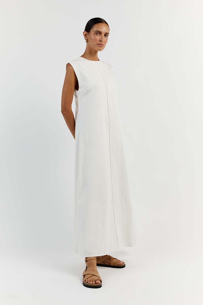 MAGGIE WHITE COTTON MIDI DRESS