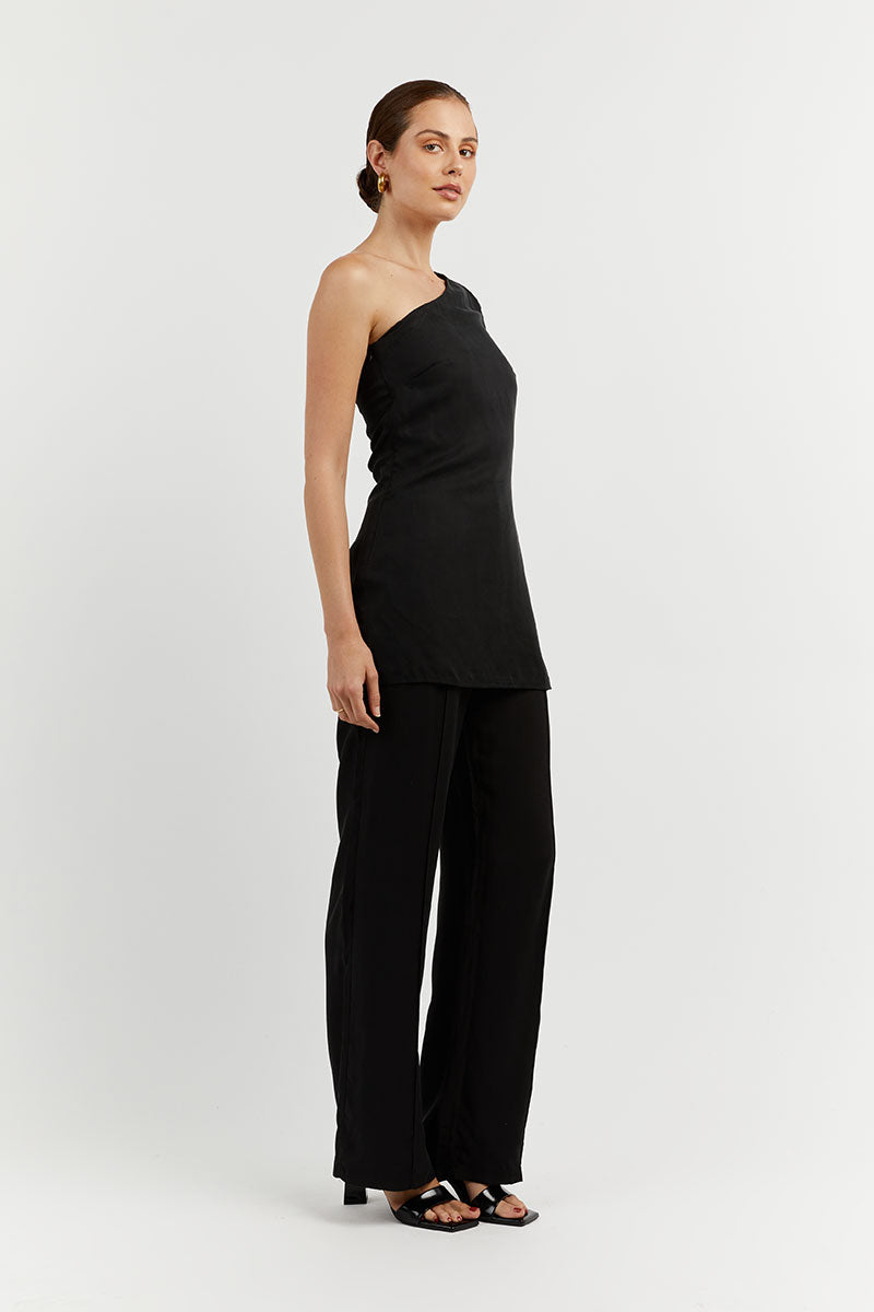SASHA BLACK ONE SHOULDER TUNIC