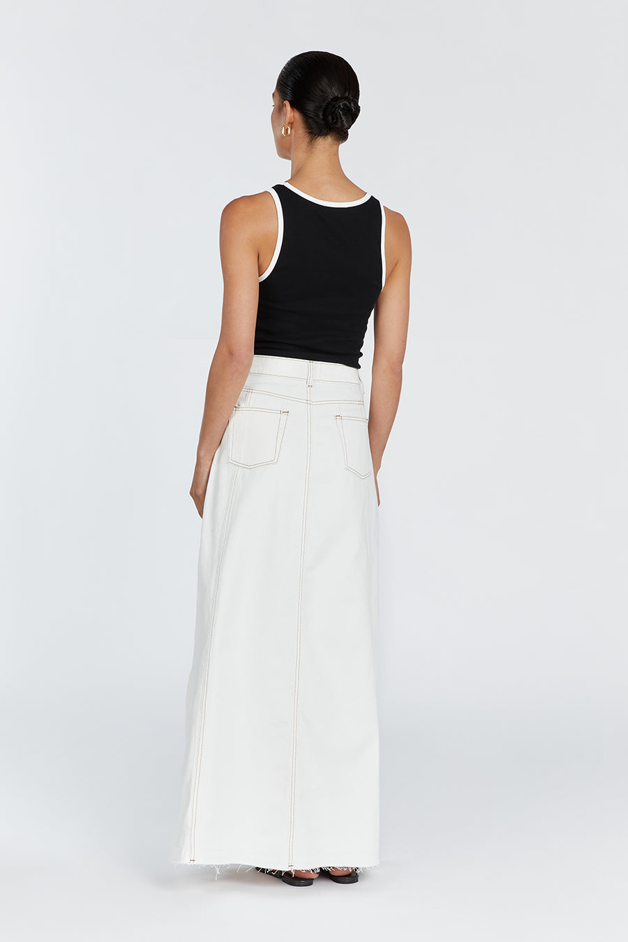 LENNON OFF WHITE DENIM MAXI SKIRT