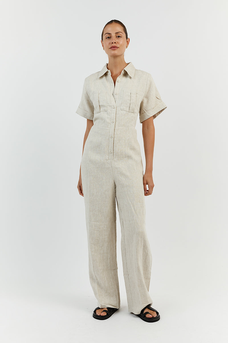 LILY NATURAL LINEN BOILER SUIT