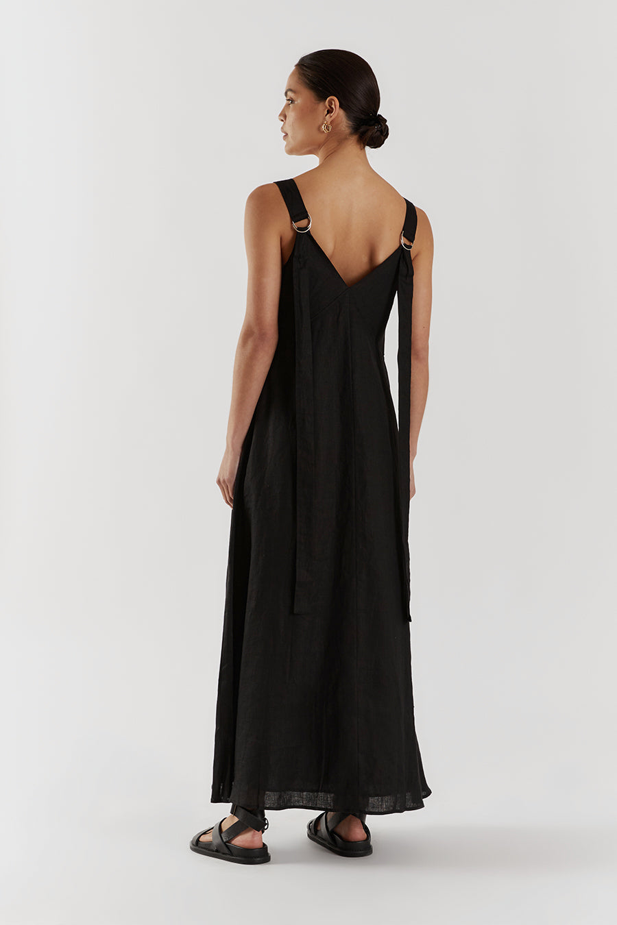 TIARNE BLACK LINEN MAXI DRESS