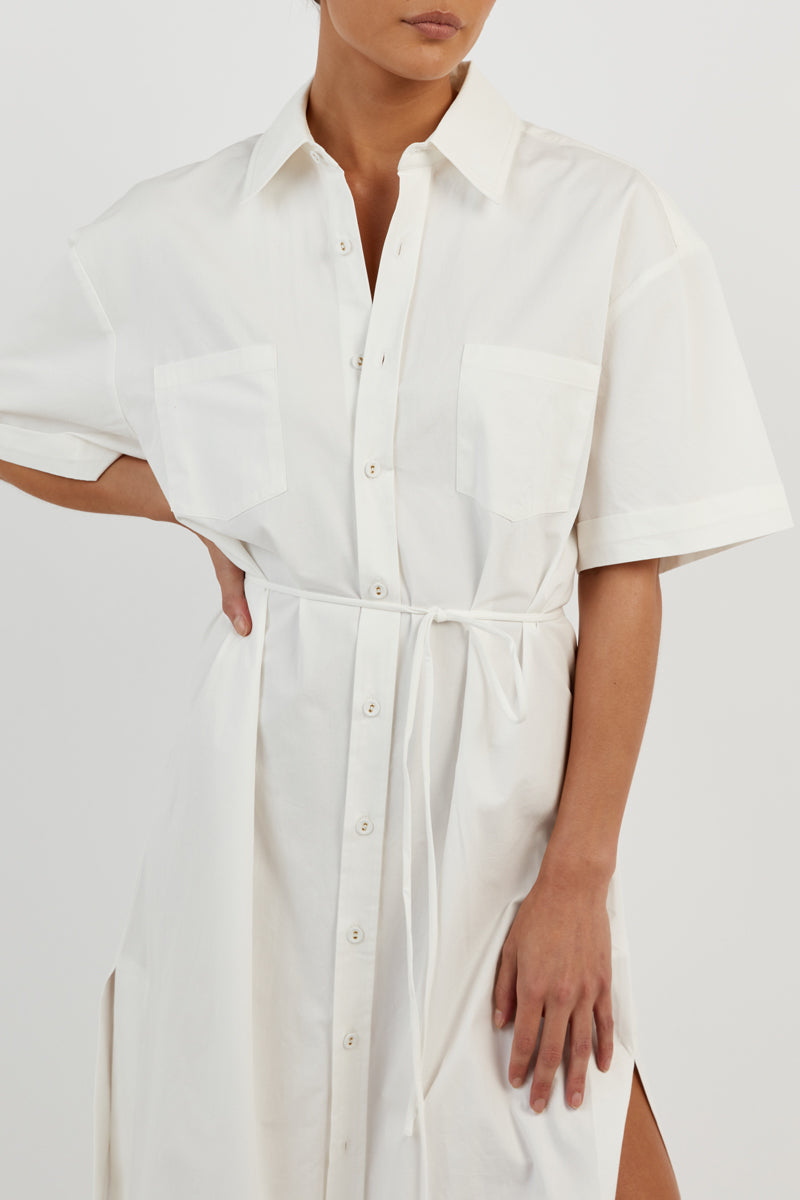 MAXIE WHITE COTTON SHIRT DRESS