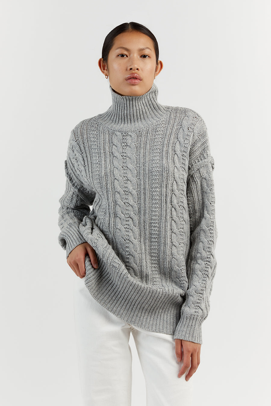 MARA GREY MARLE CABLE KNIT JUMPER