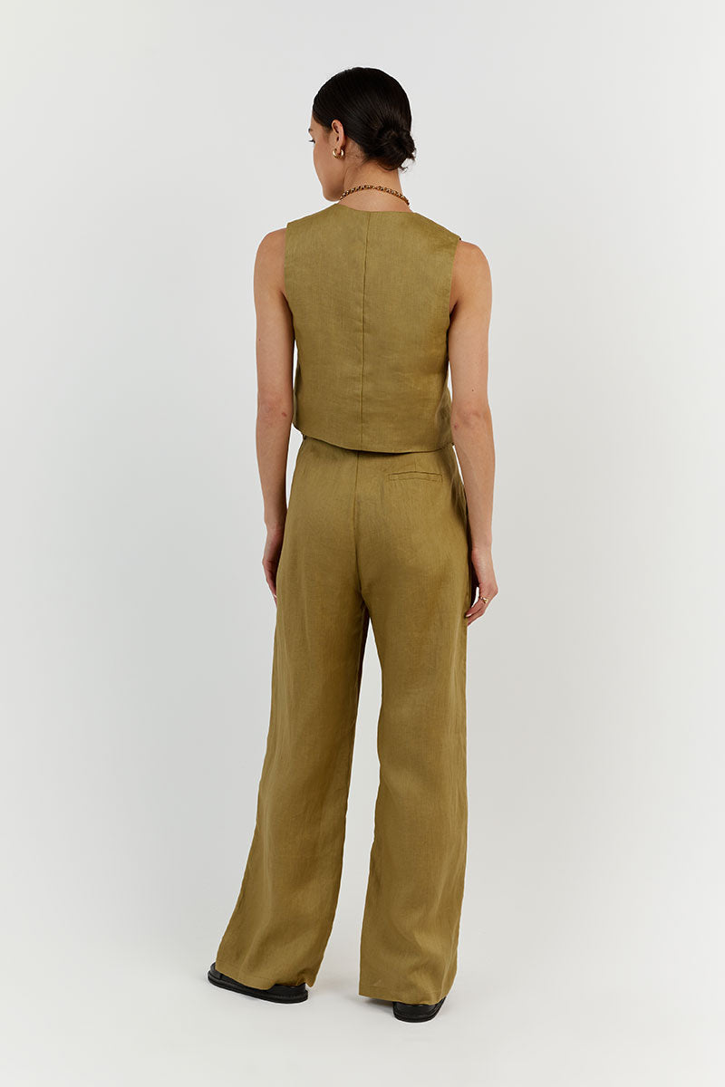 BANKS OLIVE LINEN VEST