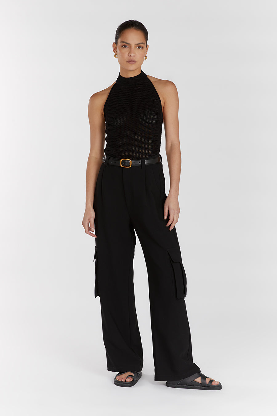 ZADIE BLACK CROCHET HALTER TOP