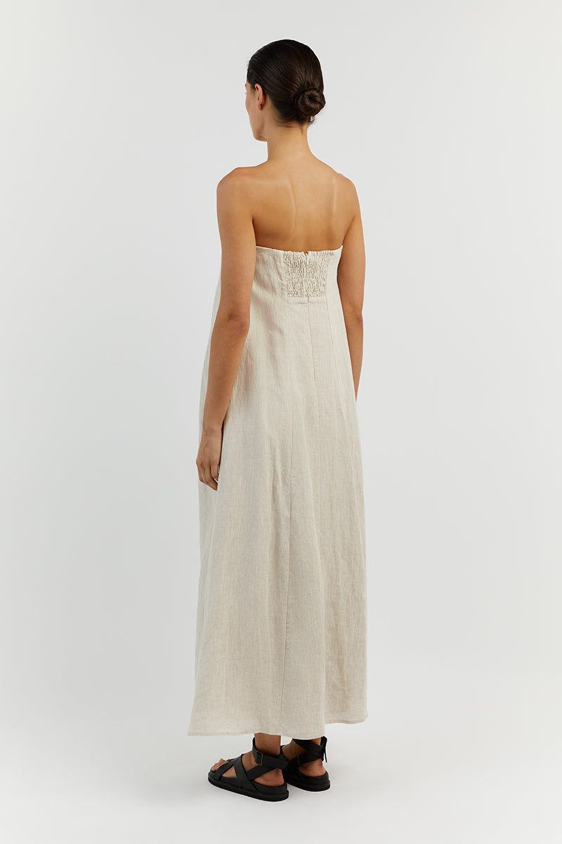 KARNEY NATURAL LINEN STRAPLESS DRESS