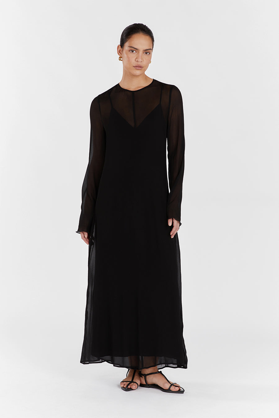 MARI BLACK LONG SLEEVED DRESS