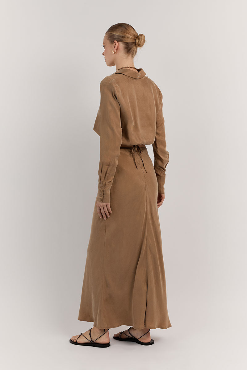 MIA WHEAT CROPPED SLEEVED SHIRT