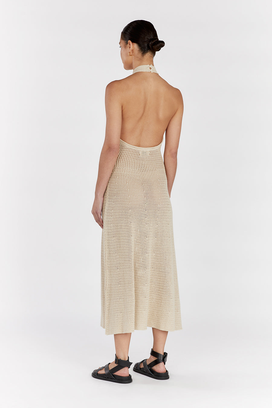 ZADIE NATURAL CROCHET MIDI DRESS