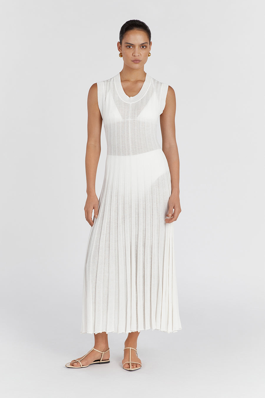 ASTRID OFF WHITE SCOOP MIDI DRESS