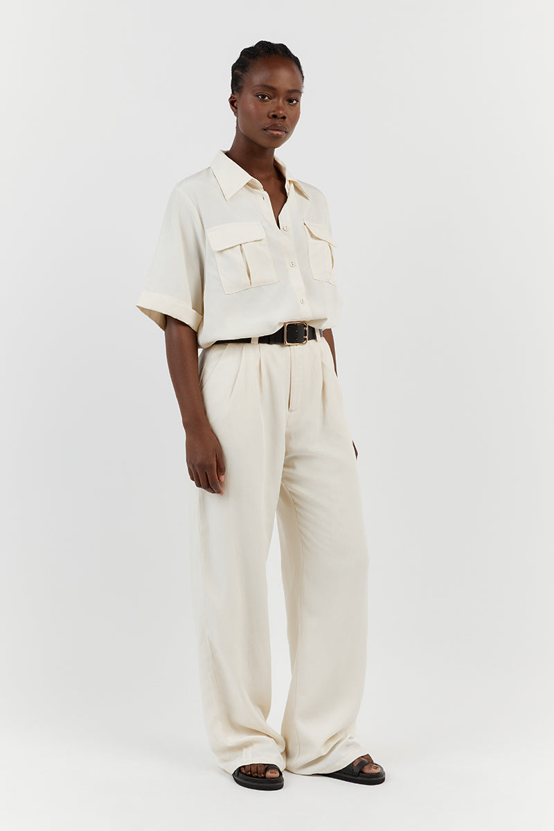 AMELIA OFF WHITE LINEN BLEND PANT