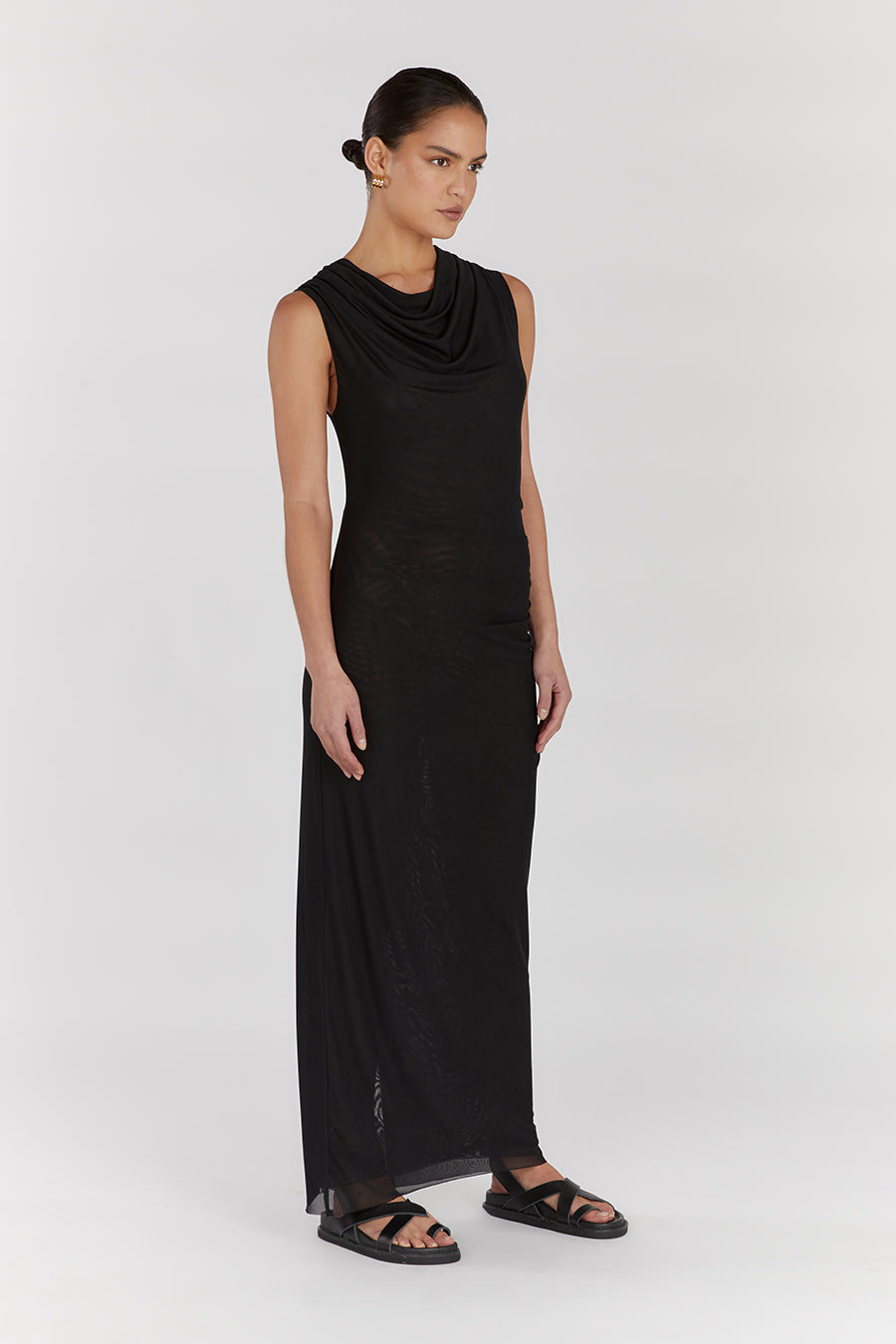 TATE BLACK MESH SLEEVELESS DRESS