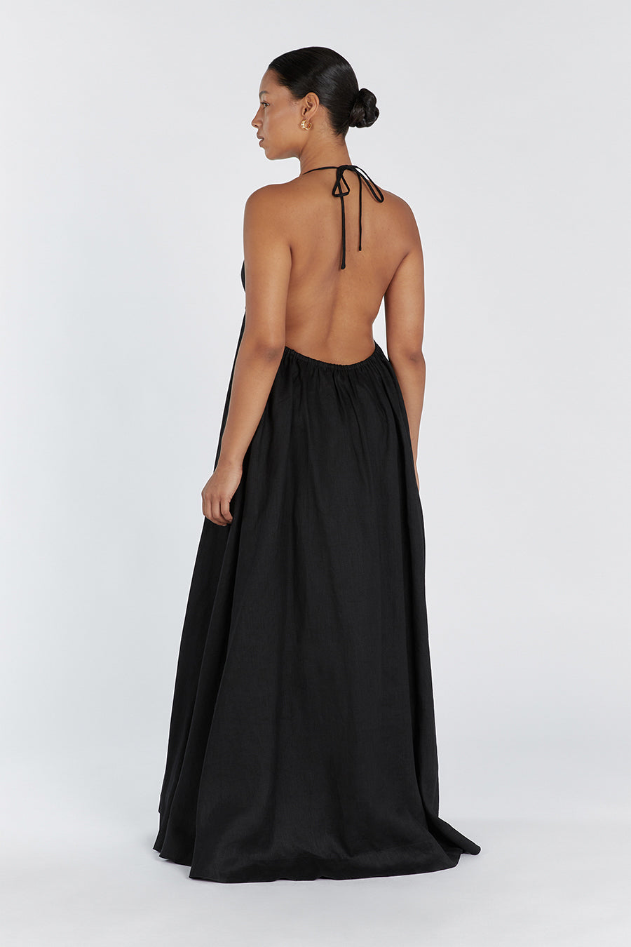 SICILY BLACK LINEN MAXI DRESS