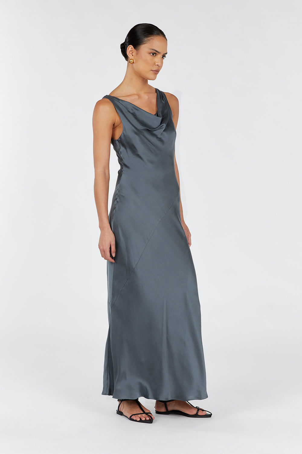TAYLOR TEAL SILK DRESS