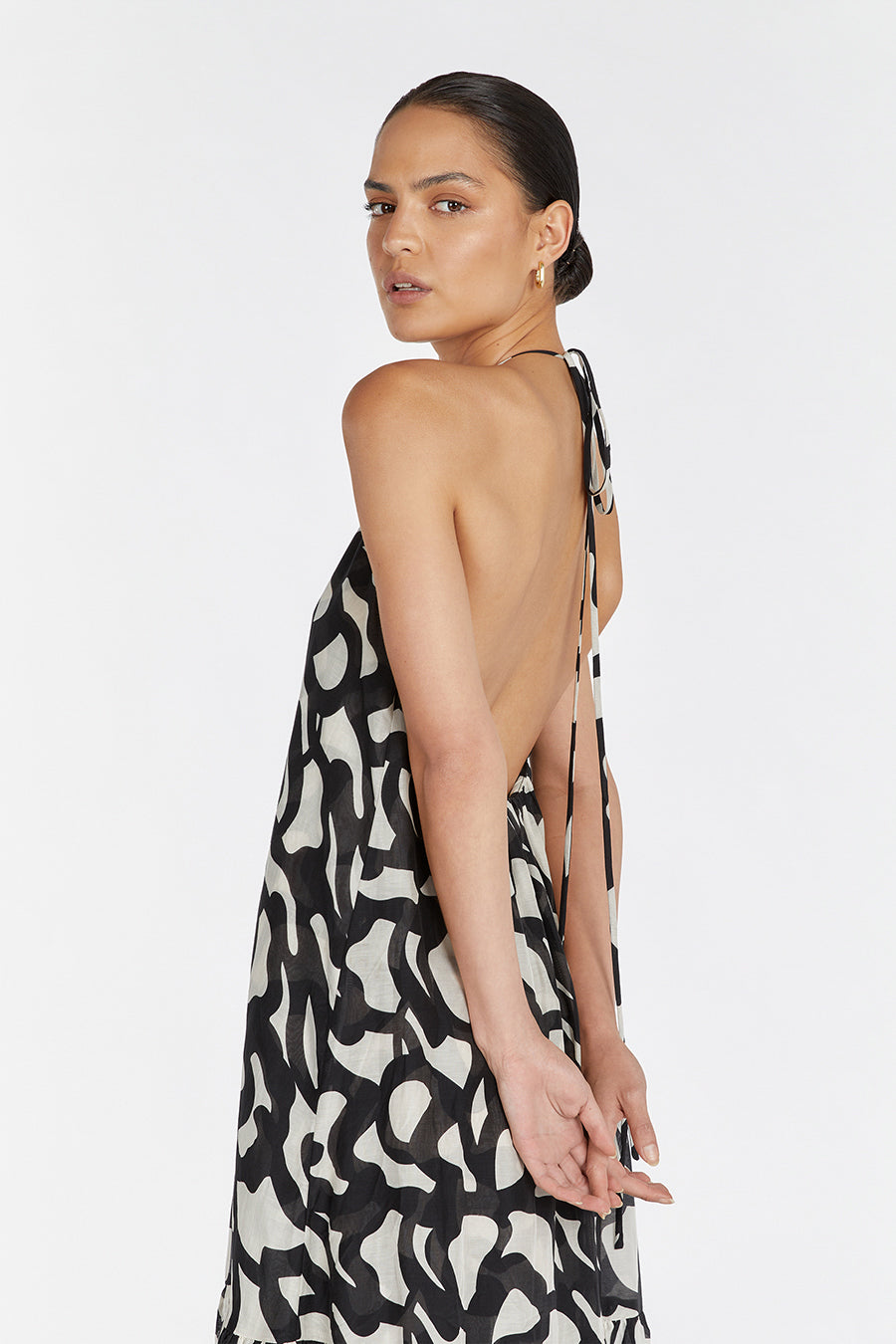 ALI BLACK SILK COTTON MAXI DRESS